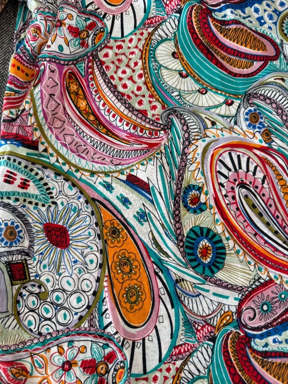 JCREW, COLORFUL AND DARLING BEACH COVERUP WITH RED TIE AT NECKLINE